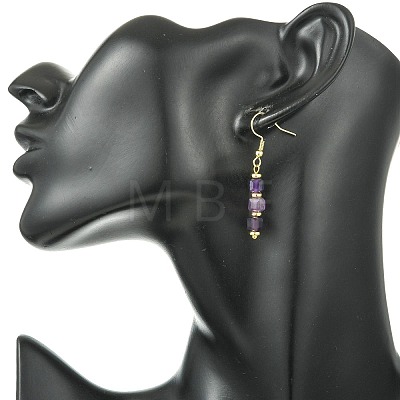 Natural Amethyst Dangle Earrings EJEW-JE07308-02-1