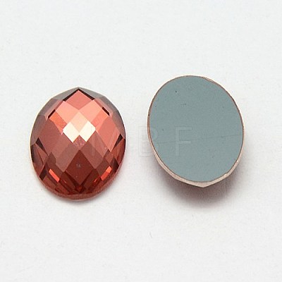 Faceted Glass Oval Cabochons X-GGLA-F008C-22-1