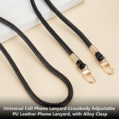 Universal Cell Phone Lanyard Crossbody Adjustable PU Leather Phone Lanyard AJEW-WH0470-47C-1