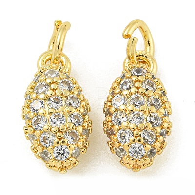 Rack Plating Brass Micro Pave Clear Cubic Zirconia Charms KK-Z067-23G-06-1