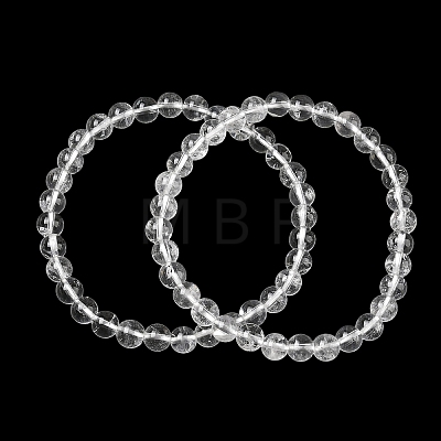 Natural Quartz Crystal Round Beaded Stretch Bracelets GG-CBA12F1-02B-12-1