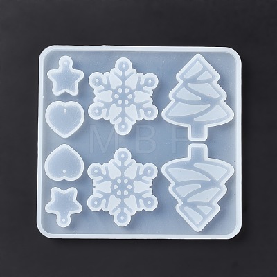 Christmas Tree & Snowflake & Heart & Star Silicone Pendant Molds DIY-E055-21-1