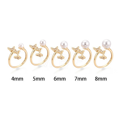 Butterfly Brass Micro Pave Clear Cubic Zirconia Cuff Rings Setting KK-T079-26G-1