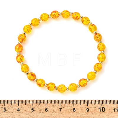 Resin Imitation Amber Round Beaded Stretch Bracelets BJEW-JB14312-1