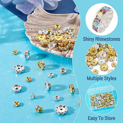 120Pcs Brass Rhinestone Spacer Beads RB-TA0001-36B-1