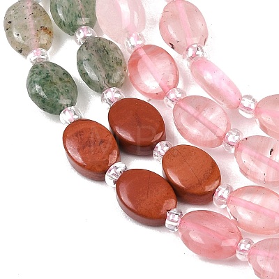Cherry Quartz Glas & Natural Sodalite & Green Strawberry Quartz & Red Jasper & Red Aventurine & Rose Quartz Beads Strands G-Z135-A10-1