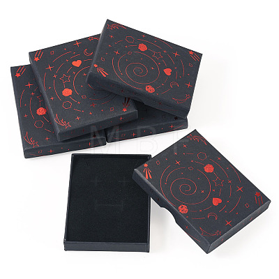 5Pcs Hot Stamping Planet Cardboard Jewelry Packaging Boxes CON-TA0001-44A-1
