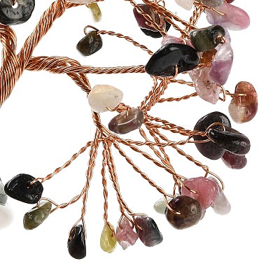 Natural Tourmaline Chips Money Tree Decorations DJEW-C016-01C-1