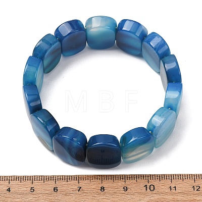Oval Natural Banded Agate(Dyed & Heated) Beaded Stretch Bracelets for Women Men GG-CBA9ACE-A10-1