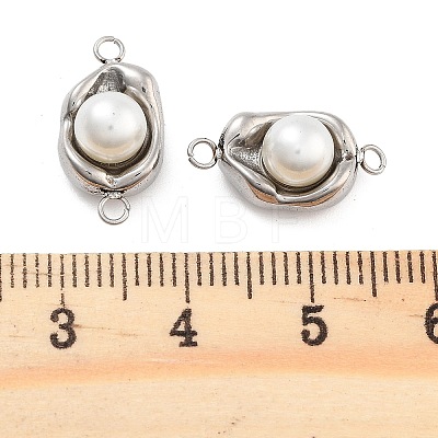 304 Stainless Steel Pave ABS Pearl Connector Charms STAS-S131-01P-1