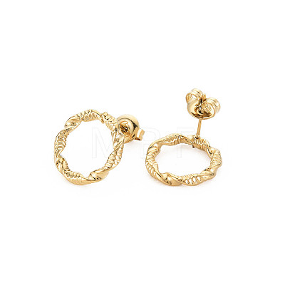 Ion Plating(IP) 304 Stainless Steel Hollow Ring Stud Earrings for Woman X-EJEW-N097-003LG-1