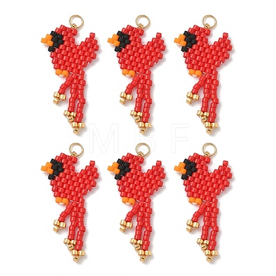 Glass Seed Beaded Bird Pendants PALLOY-MZ00920-01-1