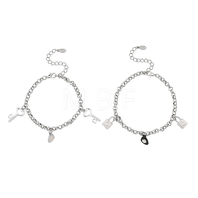 2Pcs 304 Stainless Steel Charm Bracelets BJEW-JB12823-1
