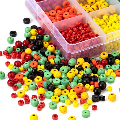 240Pcs Round & Flat Round Synthetic Turquoise Beads and 4 Styles Glass Seed Beads X1-DIY-LS0003-09-1