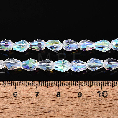 Transparent Electroplate Glass Beads Strands EGLA-N023-6x8mm-A01-1