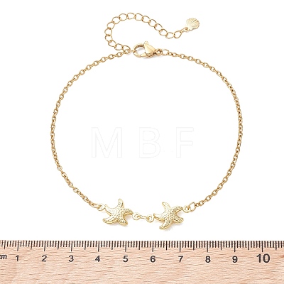 3Pcs 3 Styles Summer Beach 304 Stainless Steel Starfish Link Anklets for Women AJEW-AN00767-1
