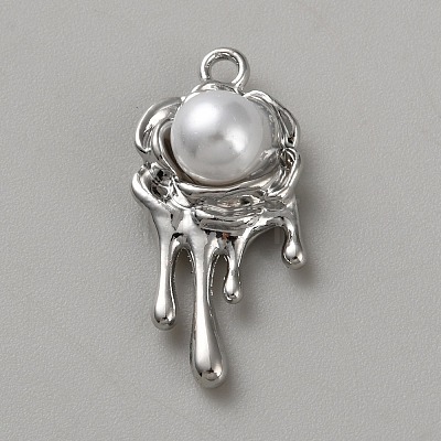 White Series Love Bow Alloy Acrylic Pendant PALLOY-WH0115-01P-14-1