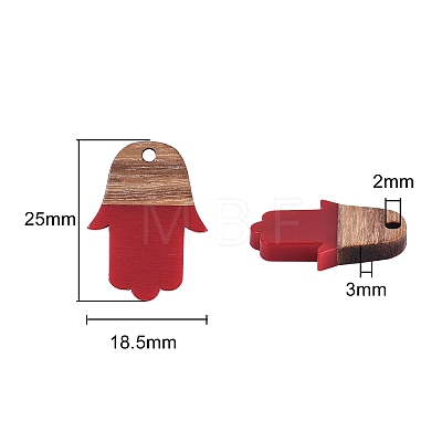20pcs 5 Colors Resin & Walnut Wood Pendants RESI-CJ0001-197-1