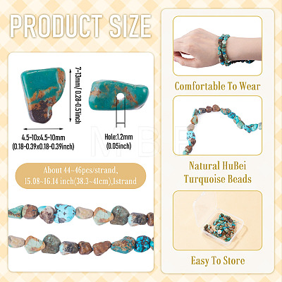 1 Strand Natural HuBei Turquoise Beads Strands G-TA0003-48-1