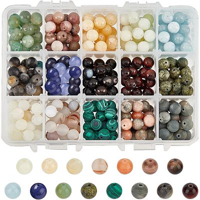  375Pcs 15 Styles Natural & Synthetic Gemstone Beads G-NB0003-87-1