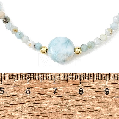 Natural Larimar Beaded Necklaces NJEW-JN06655-1