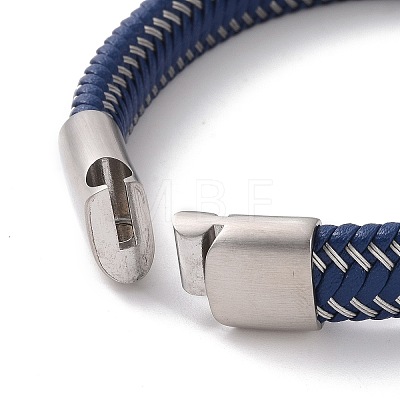 Microfiber Leather Braided Flat Cord Bracelet with 304 Stainless Steel Magnetic Buckle for Men Women BJEW-G658-02P-1