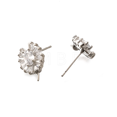 Brass Cubic Zirconia Stud Earrings Findings KK-R217-16P-1