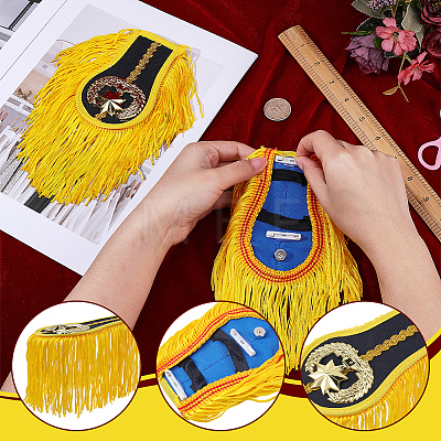 Polyester Tassel Epaulettes AJEW-WH0481-520A-1