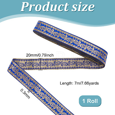 7M Ethnic Style Embroidery Polyester Ribbons OCOR-WH0003-032-1