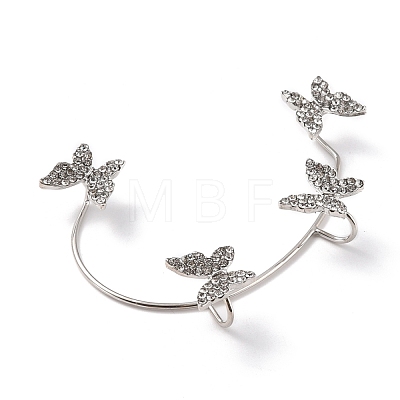 Butterfly Crystal Rhinestone Cuff Earrings for Girl Women Gift EJEW-F275-02B-P-1
