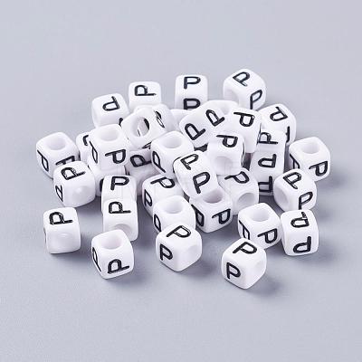 Acrylic Horizontal Hole Letter Beads PL37C9308-P-1