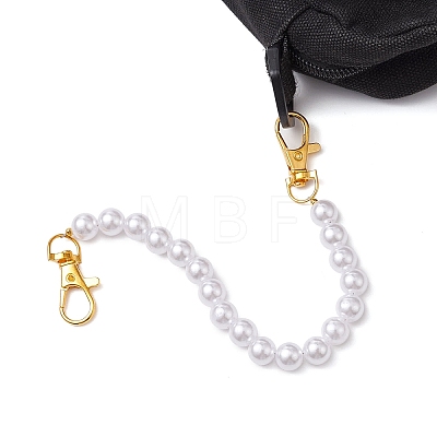 White ABS Plastic Imitation Pearl Round Beaded Purse Chain Strap Extenders AJEW-BA00136-1