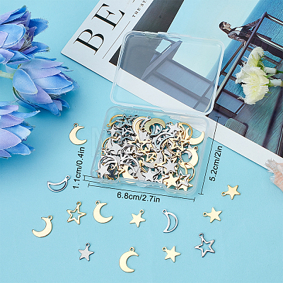 160Pcs 8 Style 304 Stainless Steel Charms STAS-SC0004-04-1