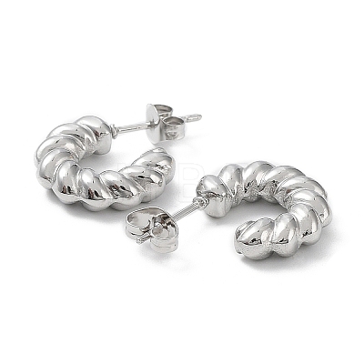 304 Stainless Steel Ring Hoop Earrings EJEW-K243-14P-1