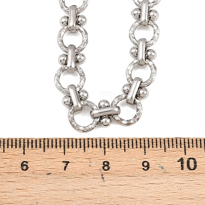 8MM 304 Stainless Steel Textured Ring Link Chain Necklaces NJEW-Z105-04P-01-1