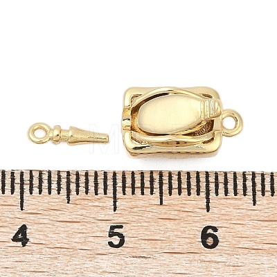 Brass Micro Pave Clear Cubic Zirconia Box Clasps KK-P291-40G-1