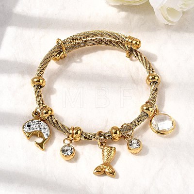 304 Stainless Steel Charm Bangles for Women BJEW-Z141-03G-1