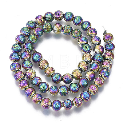 Electroplated Natural Lava Rock Beads Strands G-S352-30B-02-1
