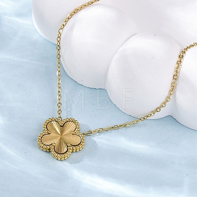 304 Stainless Steel Flower Pendant Cable Chain Necklaces for Women NJEW-U032-08G-1