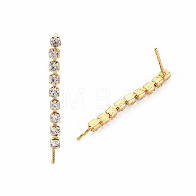 Brass Micro Pave Clear Cubic Zirconia Stud Earring Findings X-KK-S360-173-1