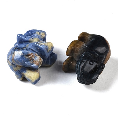 Natural & Synthetic Mixed Gemstone Carved Elephant Figurines DJEW-M015-07-1