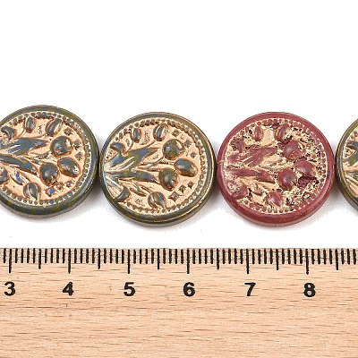 Painted Glass Beads Strands GLAA-F133-07G-1