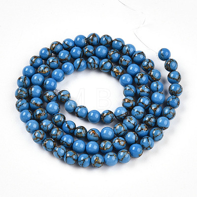 Synthetic Gold Line Turquoise Beads Strands G-A255-A03-04A-1