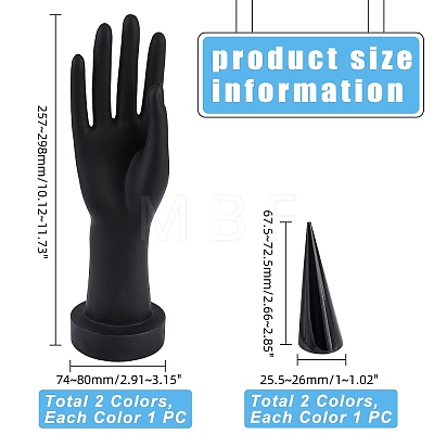 4Pcs 2 Style PVC Hand Model and Cone Shaped Acrylic Ring Displays ODIS-PH0001-31-1