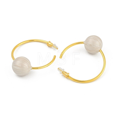 Round Brass Enamel Hoop Earrings for Women EJEW-Q391-35G-03-1