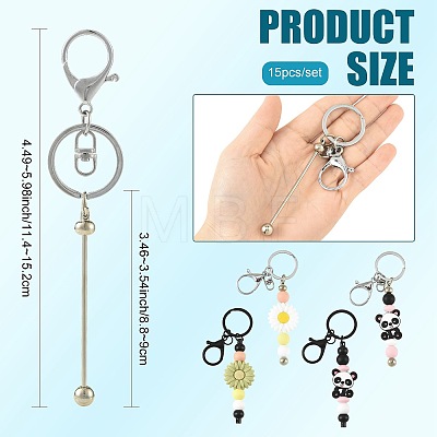 15Pcs Plastic Beadable Keychains KEYC-FS00047-1