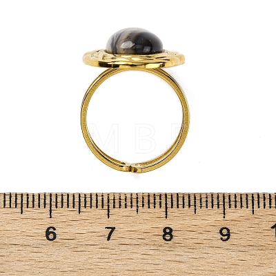 Oval Natural Banded Agate Finger Rings RJEW-M063-01G-14-1