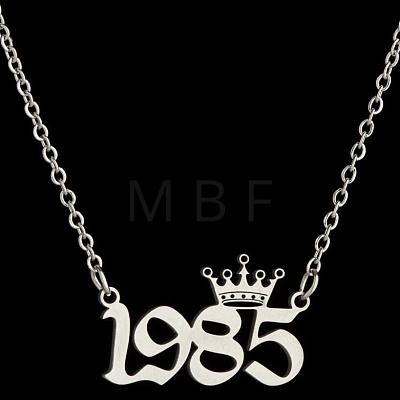 Crown Birth Year 201 Stainless Steel Pendant Necklaces for Women FS-WG4E8F2-46-1