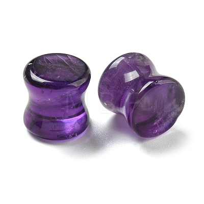 Natural Amethyst Ear Gauges Flesh Tunnels Plugs EJEW-P293-02A-1