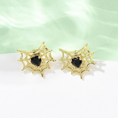 Brass Micro Pave Cubic Zirconia Stud Earrings EJEW-Z156-02G-02-1